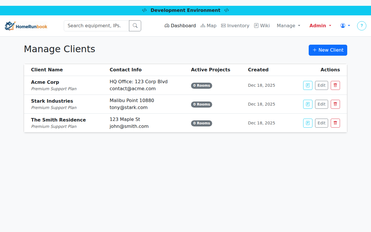 Client Management Interface